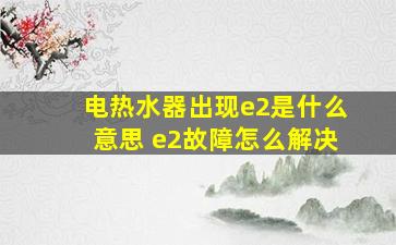 电热水器出现e2是什么意思 e2故障怎么解决